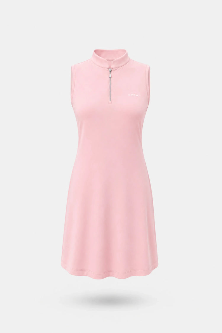 The Sleeveless Zip Golf Dress - Pink
