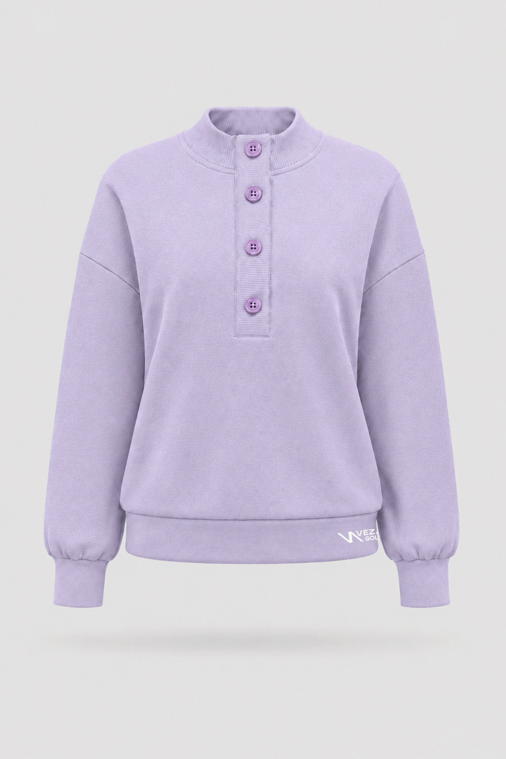 Mock Neck Henley Sweatshirt - Lavender