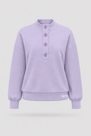 Mock Neck Henley Sweatshirt - Lavender