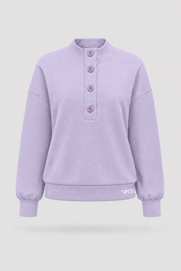 Mock Neck Henley Sweatshirt - Lavender