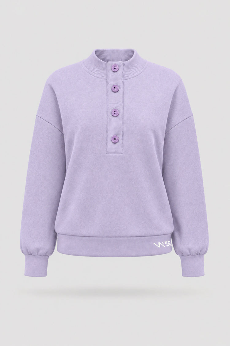 Mock Neck Henley Sweatshirt - Lavender