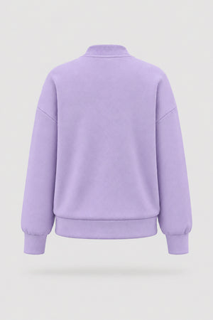 Mock Neck Henley Sweatshirt - Lavender