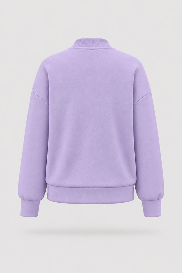 Mock Neck Henley Sweatshirt - Lavender