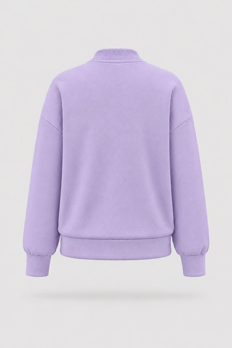 Mock Neck Henley Sweatshirt - Lavender