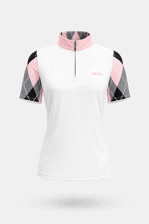 The Contour Zip Neck Top - Argyle