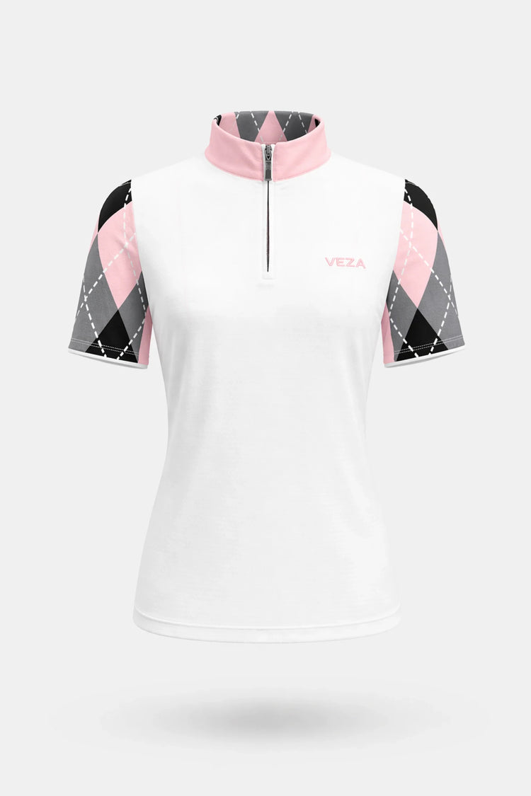 The Contour Zip Neck Top - Argyle