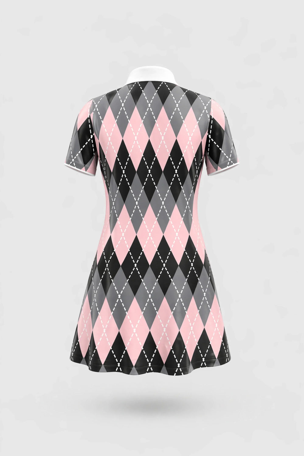 The Contour Zip Polo Golf Dress - Argyle