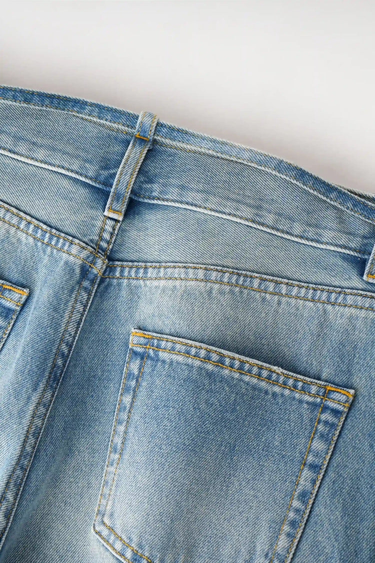 Drawstring Wide-Leg Denim – Soft Indigo