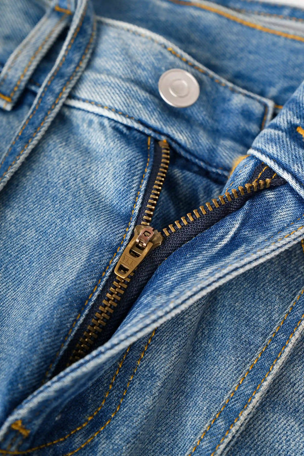 Drawstring Wide-Leg Denim – Soft Indigo