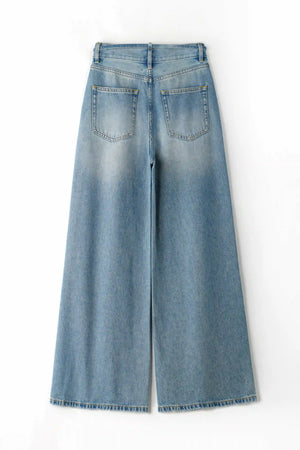 Drawstring Wide-Leg Denim – Soft Indigo