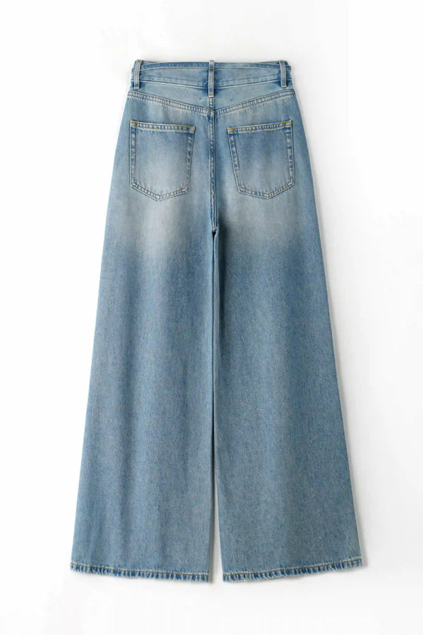Drawstring Wide-Leg Denim – Soft Indigo