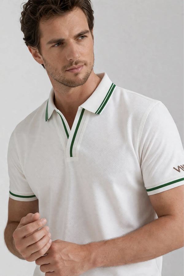 Contrast Trim Performance Polo - Optic White