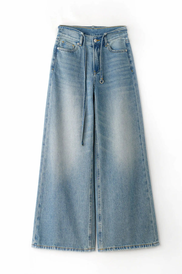 Drawstring Wide-Leg Denim – Soft Indigo