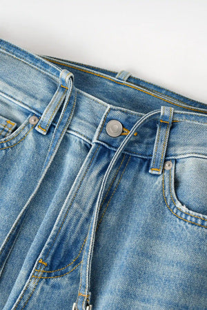 Drawstring Wide-Leg Denim – Soft Indigo