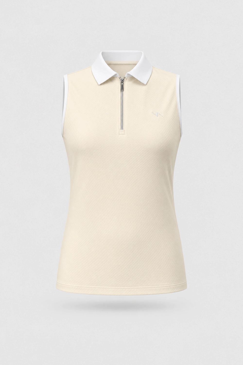 The Sleeveless Zip Neck Golf Polo - Cream