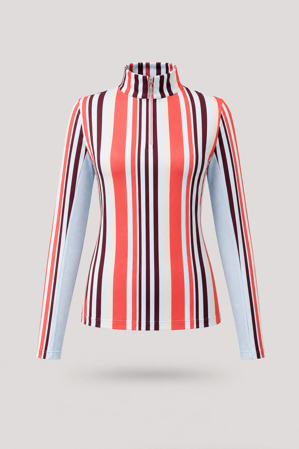 The Long Sleeve Zip Neck Golf Top - Resort Stripe