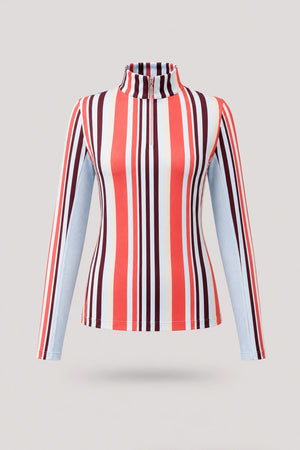 The Long Sleeve Zip Neck Golf Top - Resort Stripe