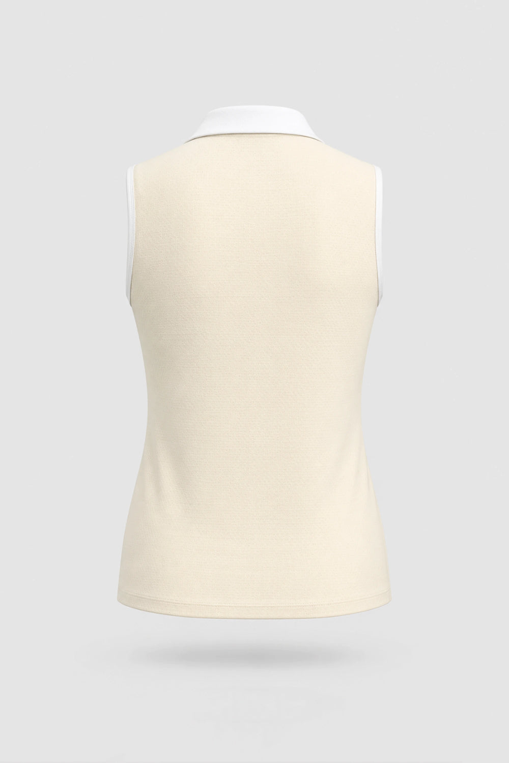 The Sleeveless Zip Neck Golf Polo - Cream