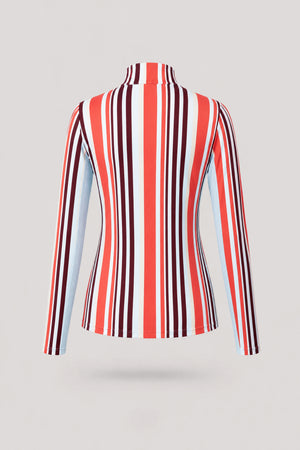 The Long Sleeve Zip Neck Golf Top - Resort Stripe