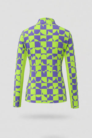 The Long Sleeve Zip Neck Golf Top - Paradox Geo