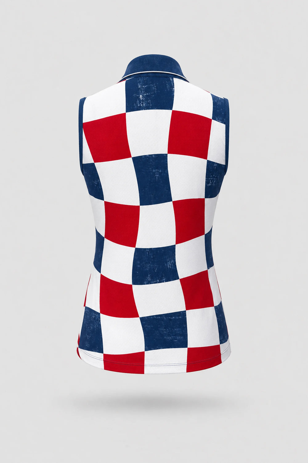 The Sleeveless Zip Neck Golf Polo - Liberty Check