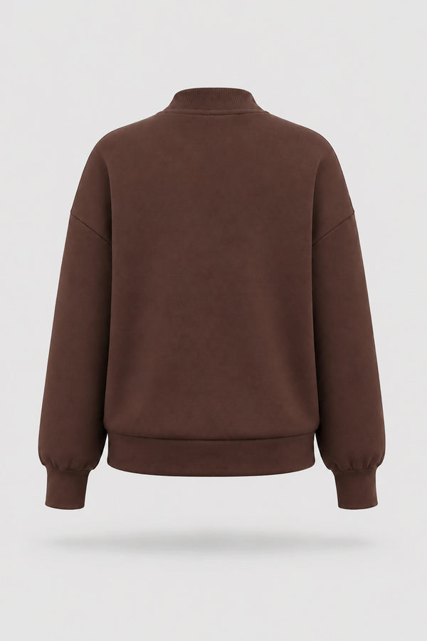 Mock Neck Henley Sweatshirt - Rich Cocoa