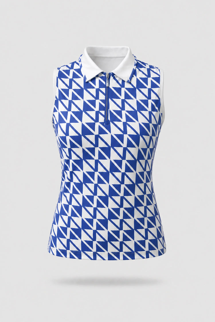 The Sleeveless Zip Neck Golf Polo - Signature Blue