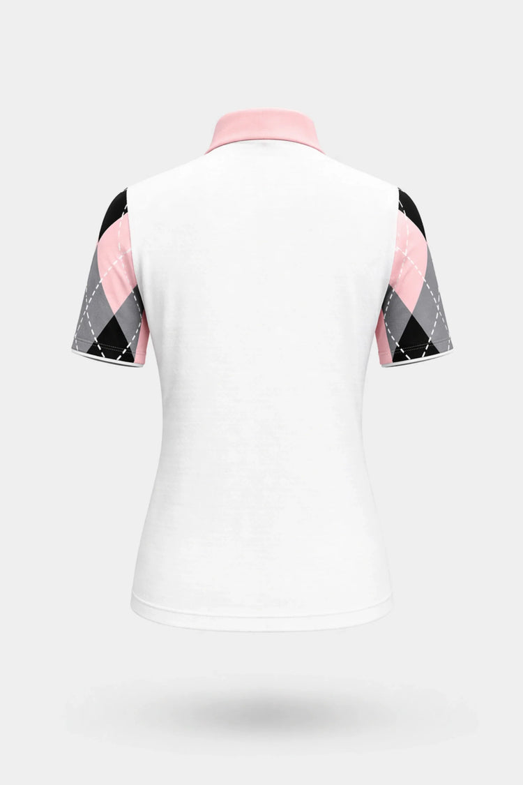 The Contour Zip Neck Top - Argyle