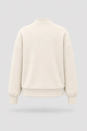 Mock Neck Henley Sweatshirt - Ivory