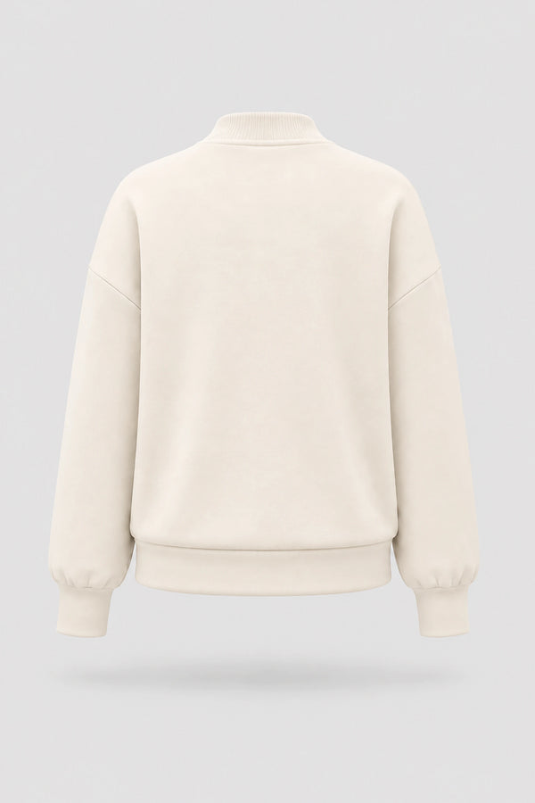Mock Neck Henley Sweatshirt - Ivory