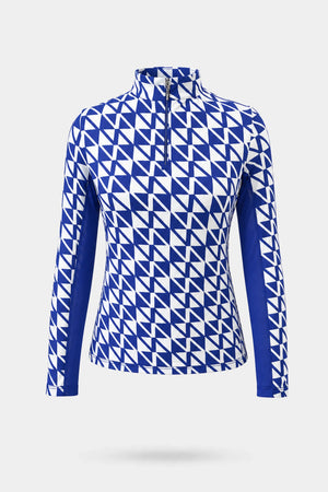 The Long Sleeve Zip Neck Golf Top - Signature Blue