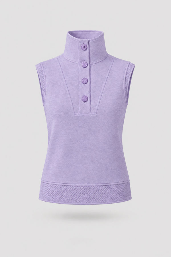 Mock Neck Polo Top - Lavender