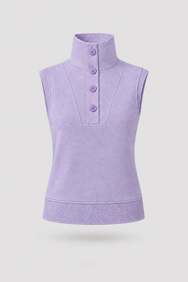 Mock Neck Polo Top - Lavender