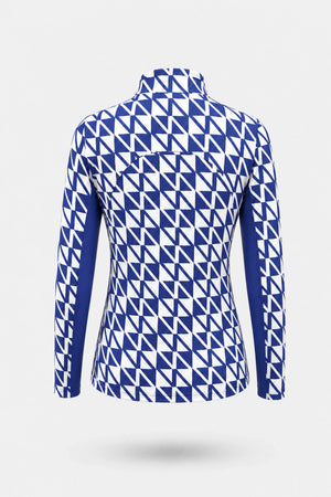The Long Sleeve Zip Neck Golf Top - Signature Blue