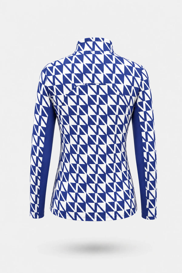 The Long Sleeve Zip Neck Golf Top - Signature Blue