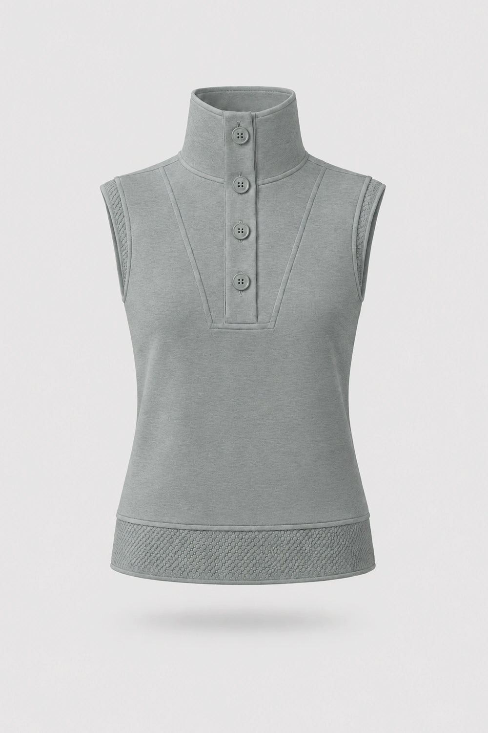Mock Neck Polo Top - Sage Grey