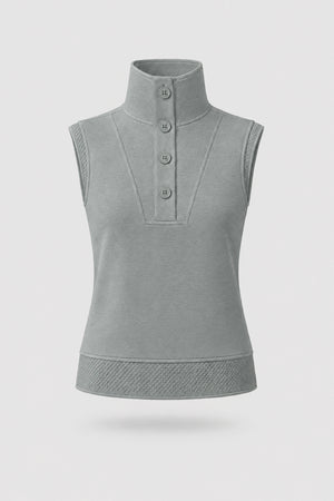 Mock Neck Polo Top - Sage Grey