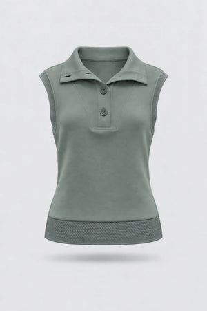 Convertible Collar Golf Vest - Sage Grey