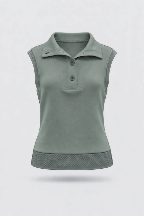 Convertible Collar Golf Vest - Sage Grey
