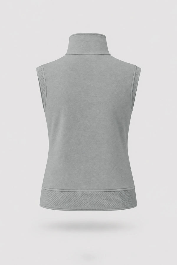 Mock Neck Polo Top - Sage Grey