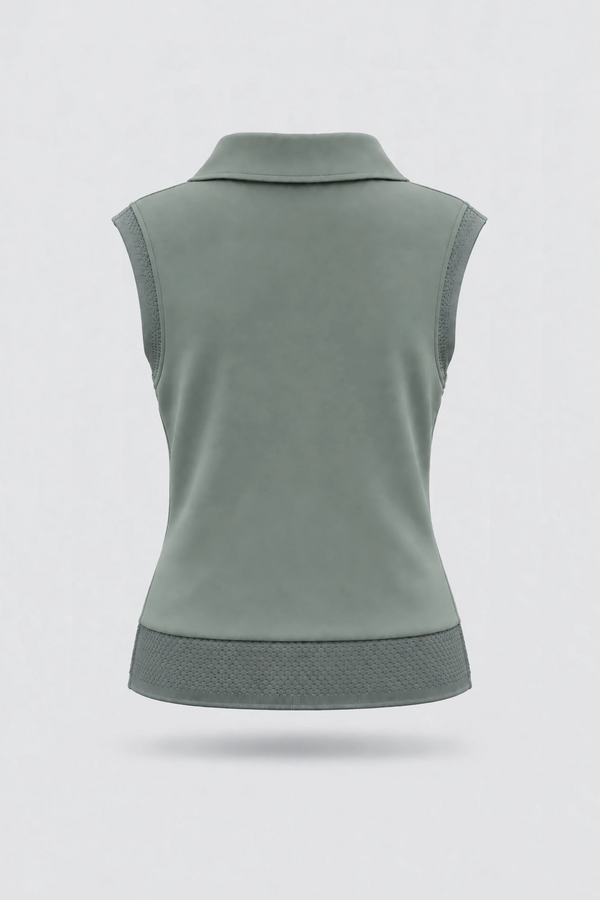 Convertible Collar Golf Vest - Sage Grey