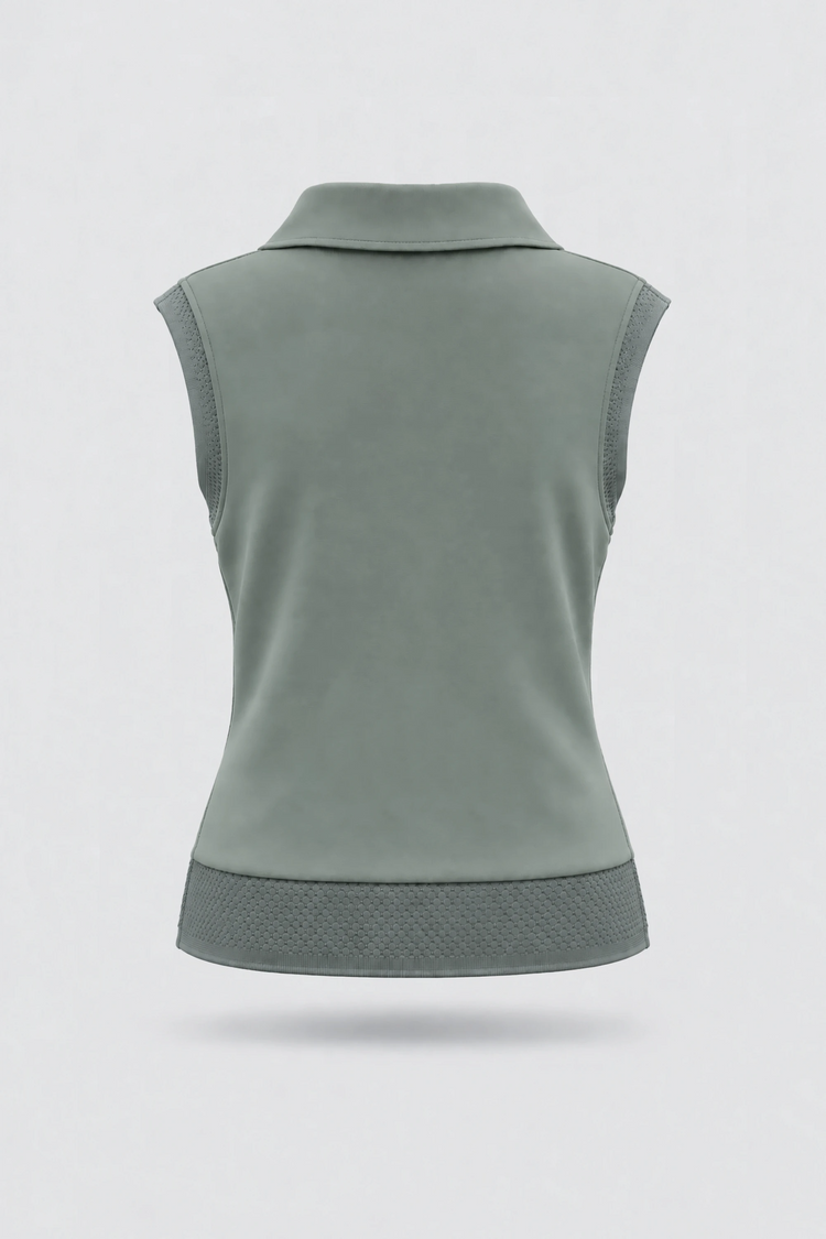 Convertible Collar Golf Vest - Sage Grey