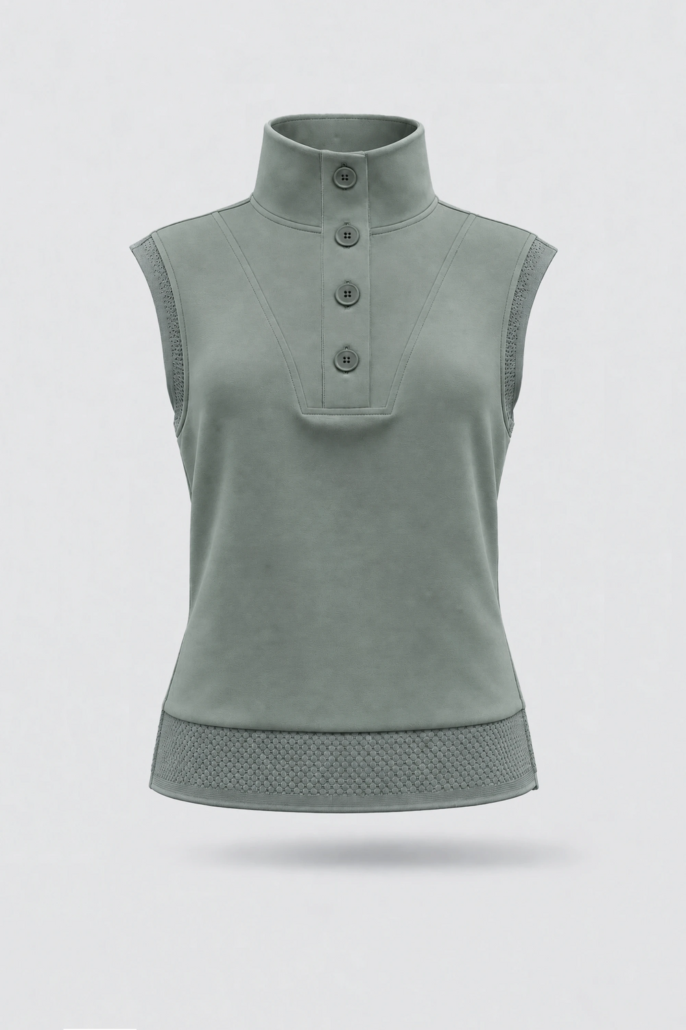Convertible Collar Golf Vest - Sage Grey