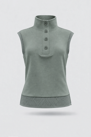 Convertible Collar Golf Vest - Sage Grey
