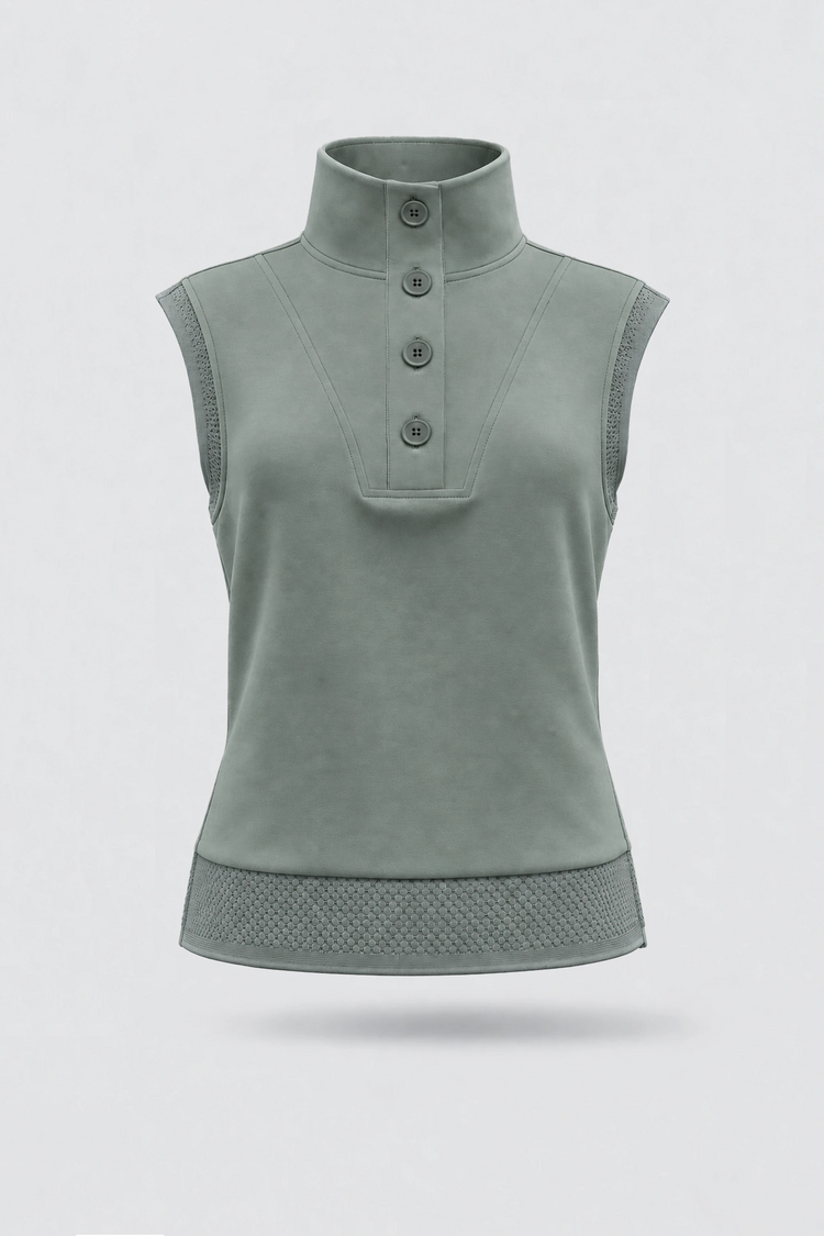 Convertible Collar Golf Vest - Sage Grey