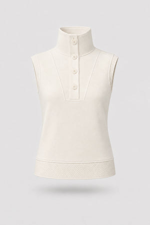 Mock Neck Polo Top - Ivory