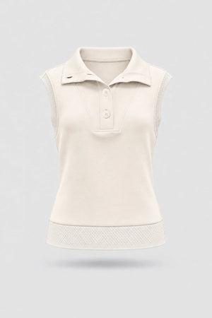 Convertible Collar Golf Vest - Ivory