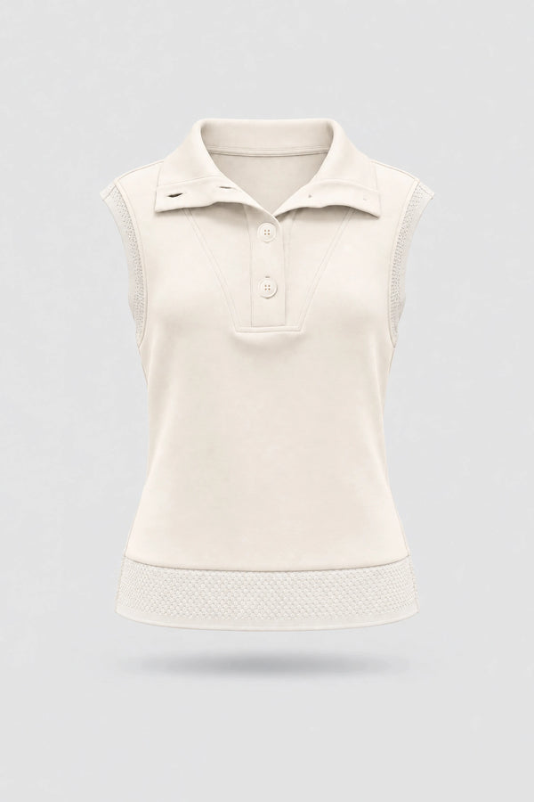 Convertible Collar Golf Vest - Ivory