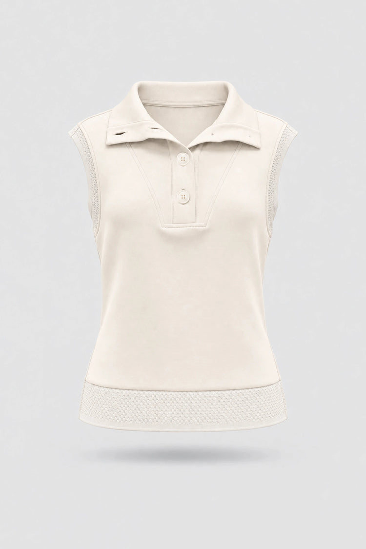 Convertible Collar Golf Vest - Ivory