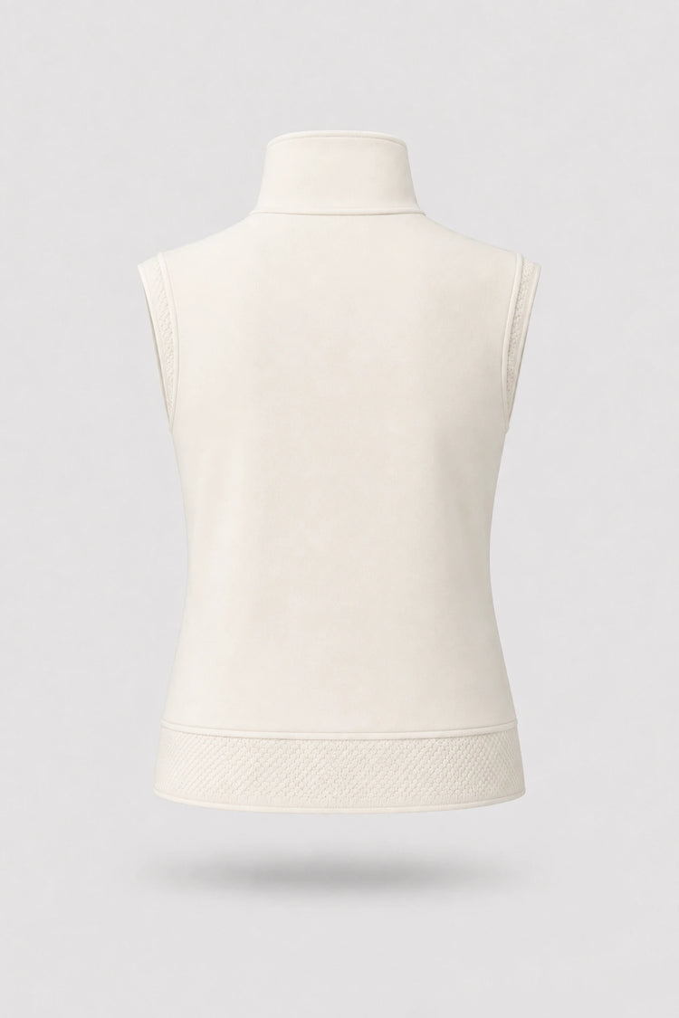 Mock Neck Polo Top - Ivory